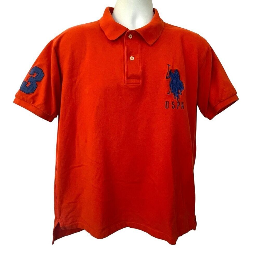 USPA US Polo Assn Mens Large Big Pony Short Sleeve Polo Shirt Preppy Y2K 90s